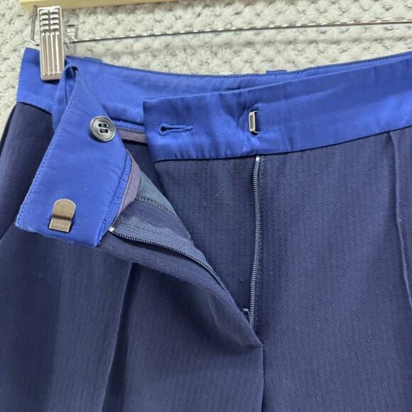 Maje Pants Womens EU34 Blue Slim Straight Mid Rise Pintuck Career Workwear - Picture 5 of 15